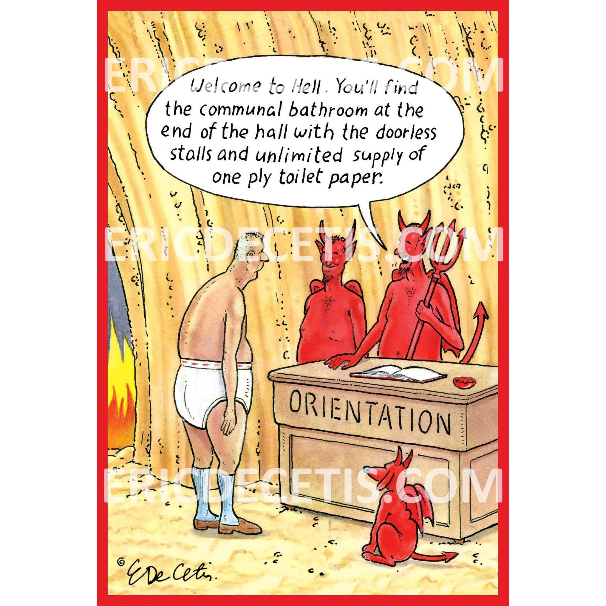 Pictura Welcome To Hell birthday card featuring bold, fiery design and humorous message by Eric Decetis.