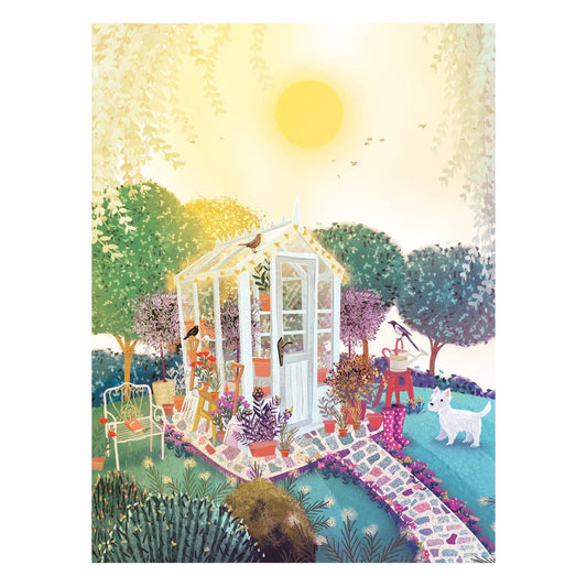 Sunny Greenhouse birthday card from Pictura, featuring vibrant floral illustrations and cheerful design for celebrating special occasions.