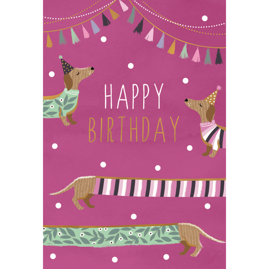 Pictura Dachshund birthday card featuring a cute illustrated dachshund dog on an everyday greeting card.