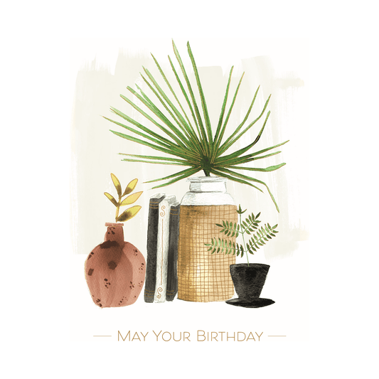 Pictura Plants birthday card featuring colorful illustrated plants and flowers on a white background for everyday occasions.