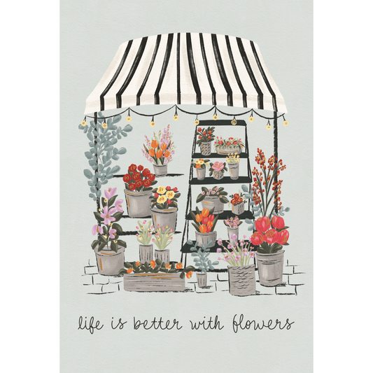 Pictura florist stand birthday card featuring floral design, suitable for everyday occasions, with colorful flower illustrations.