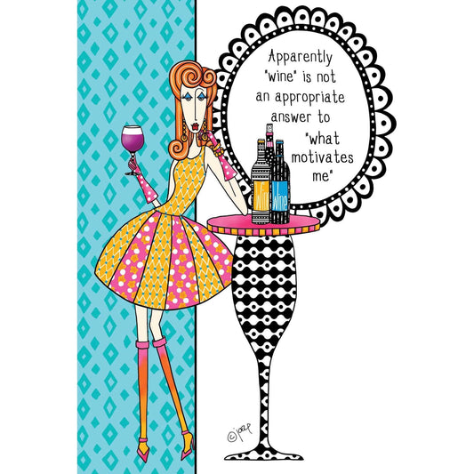 Motivates Me birthday card featuring Dolly Mamas design from Pictura, with colorful illustrations and cheerful message.