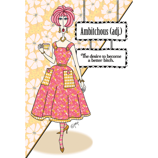 Ambitchous birthday card by Cardmore featuring Dolly Mamas design, colorful greeting card with festive illustrations.