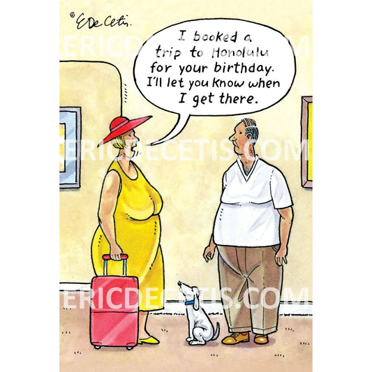 Pictura Honolulu birthday card featuring colorful tropical design by Eric Decetis, ideal for celebrating birthdays.