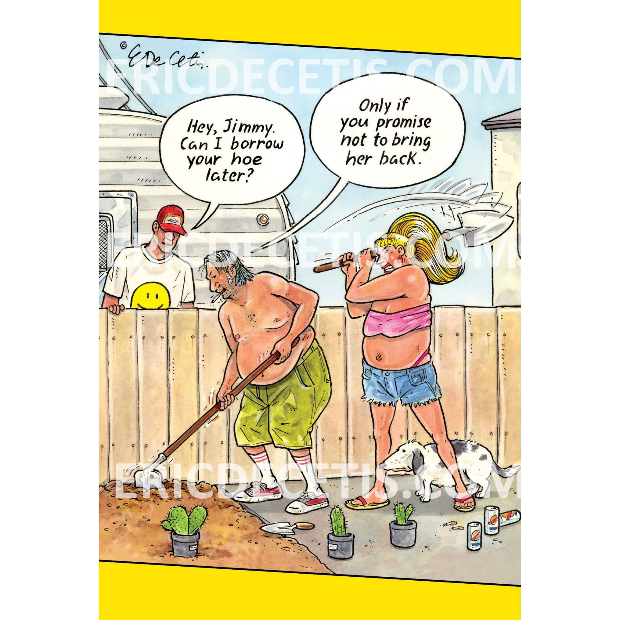 Pictura Borrow Your Hoe birthday card featuring humorous text and colorful design, suitable for sending cheerful birthday wishes.
