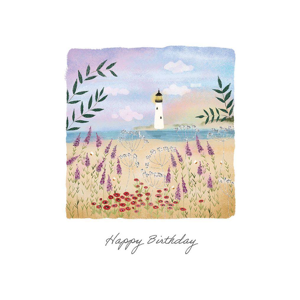 Pictura Little Lighthouse birthday card featuring a colorful lighthouse illustration on a cheerful greeting card.