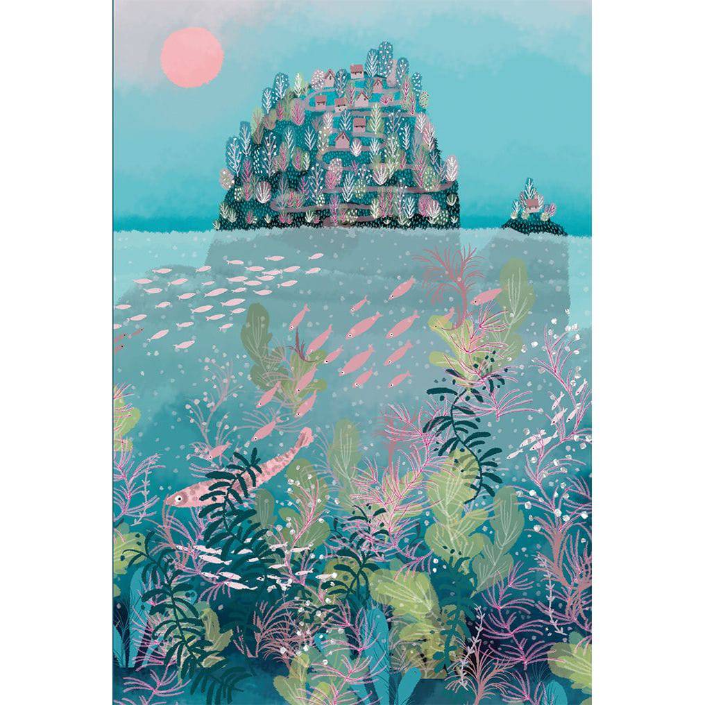 Pink fish birthday card from Pictura, featuring colorful fish illustrations on a cheerful everyday greeting card.
