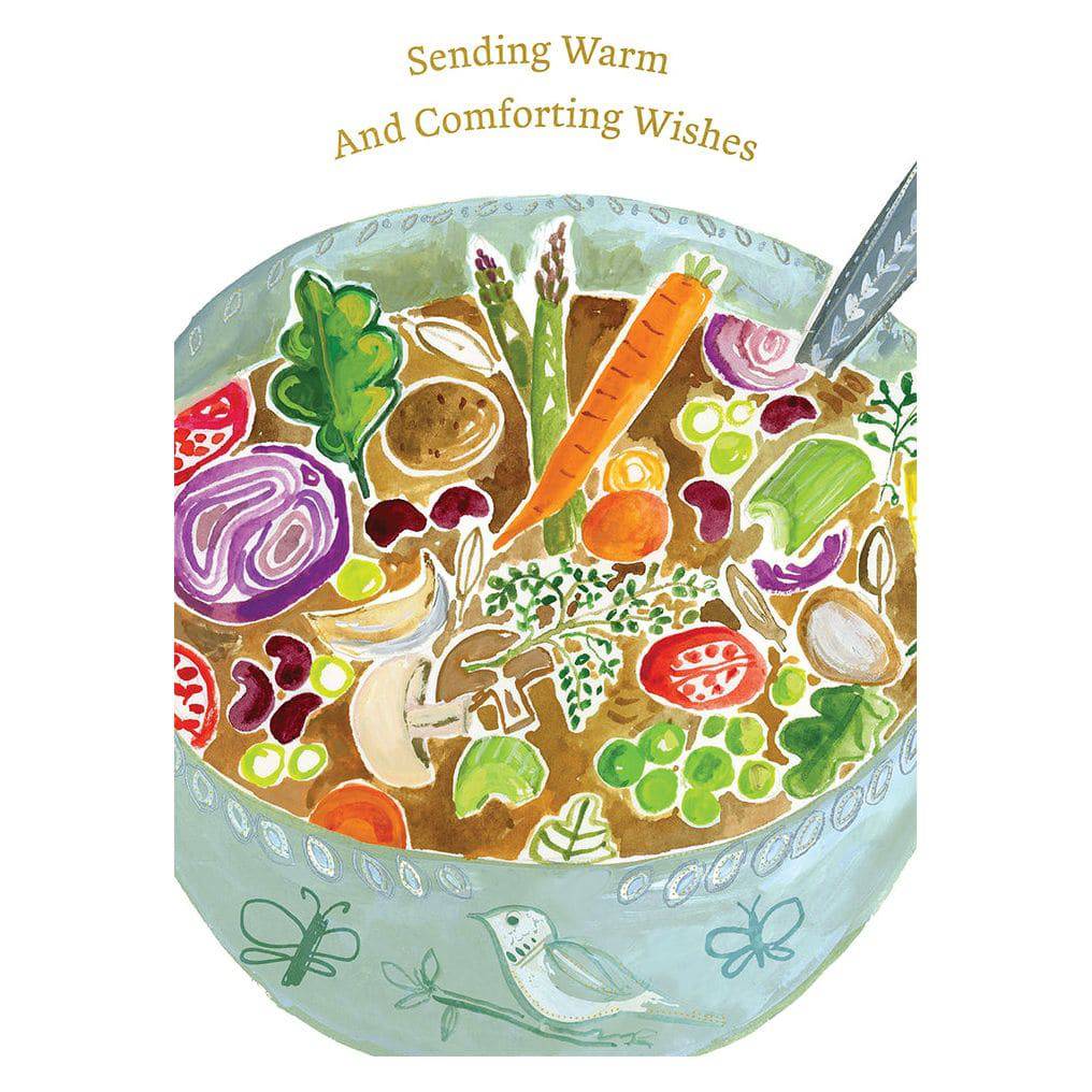 Pictura Get Well Card featuring a bowl of soup illustration, perfect for sending wishes in everyday greeting card style.
