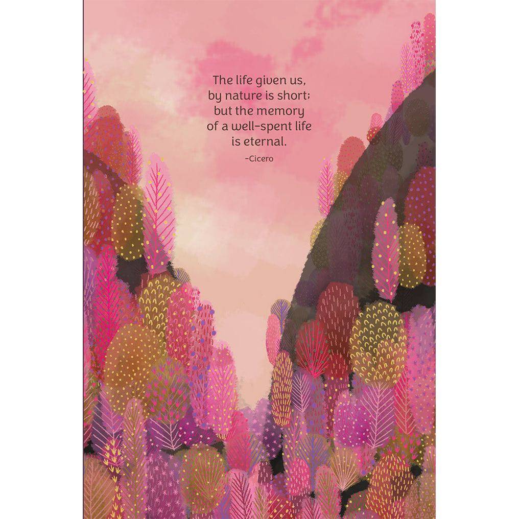 Pink Mountain Sympathy Card from Pictura, featuring a gentle mountain landscape design for heartfelt condolences.