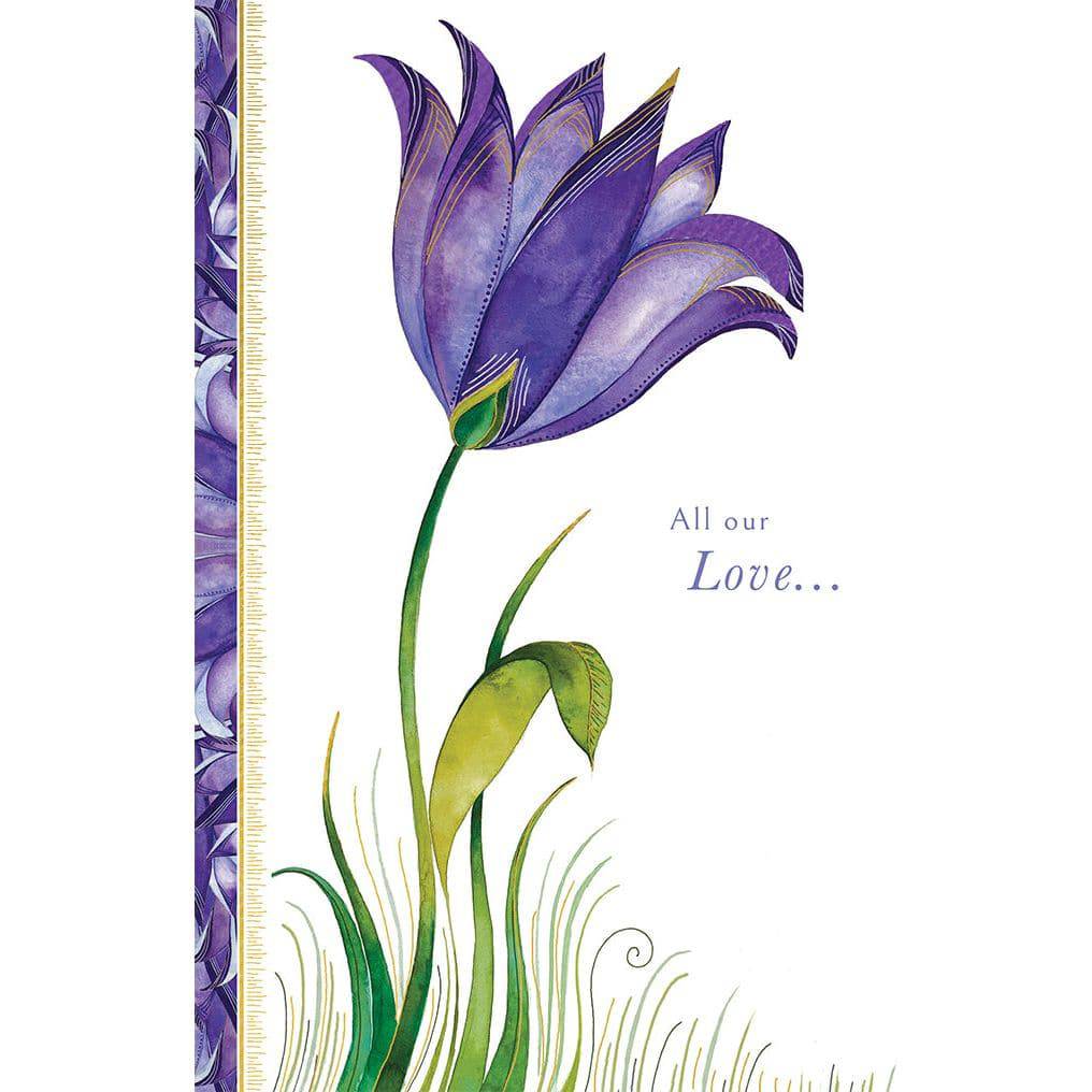Purple flower sympathy card from Pictura's everyday cards collection, featuring a delicate floral design for condolences.