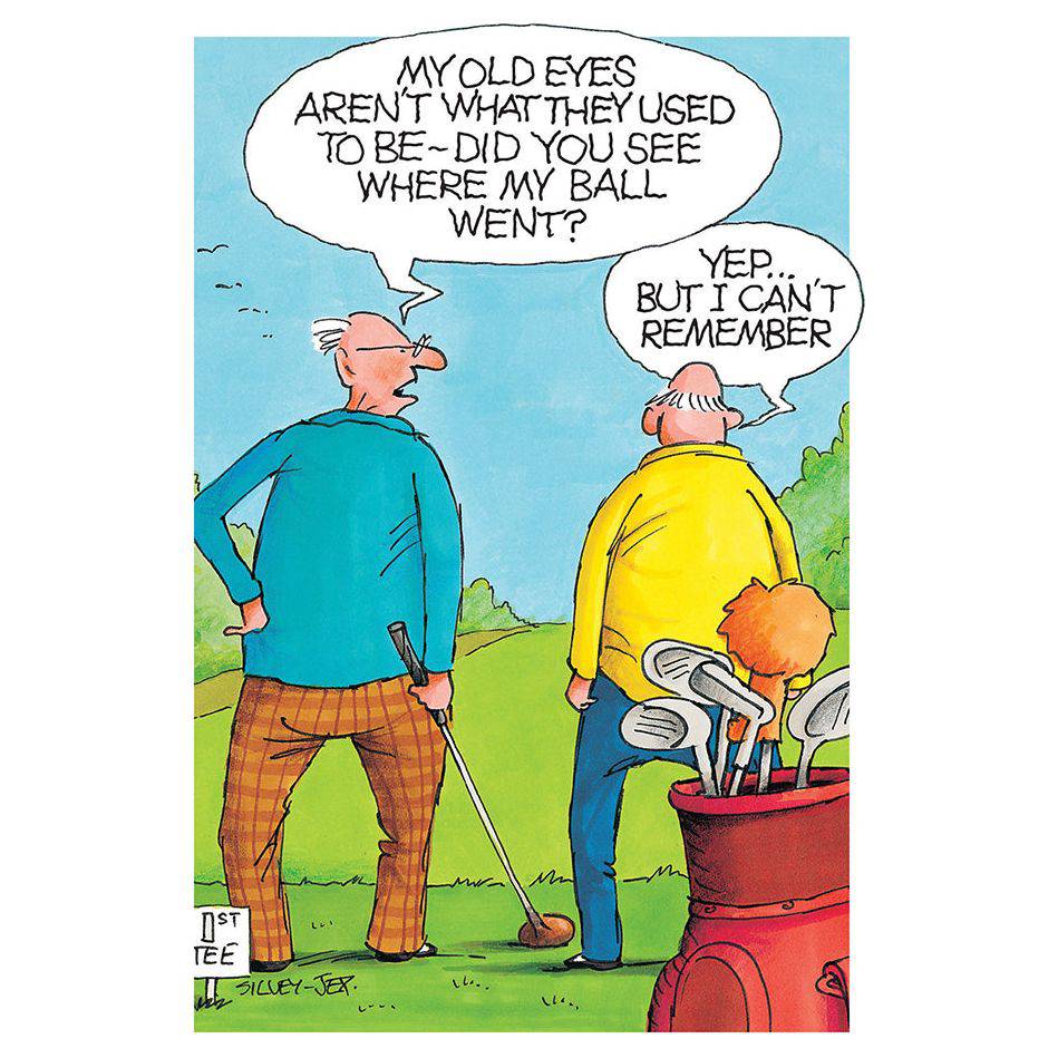 Pictura Forgetful Golf Funny Birthday Card featuring humorous golf-themed design on a cheerful greeting card.