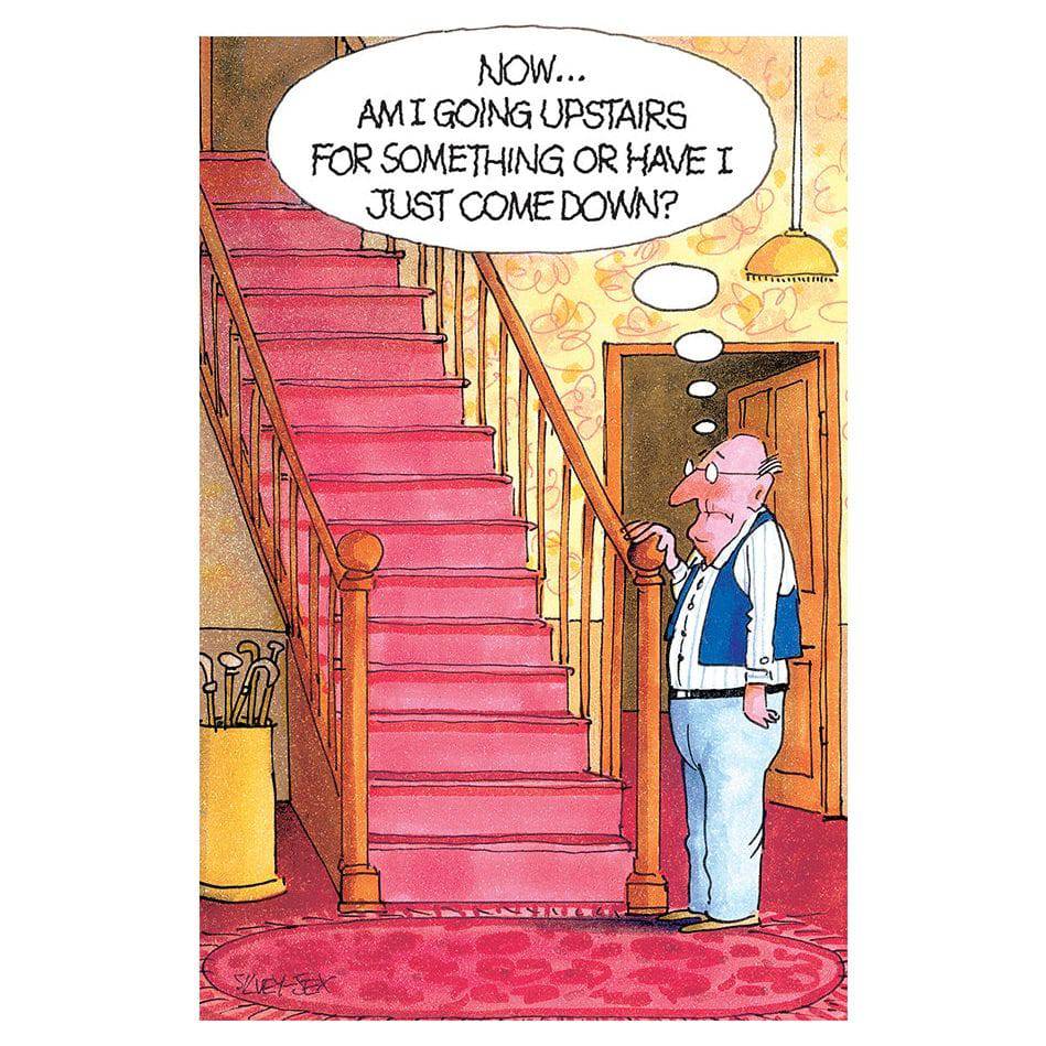 Funny birthday card from Pictura featuring a humorous design of stairs going up and down, perfect for celebrating birthdays.