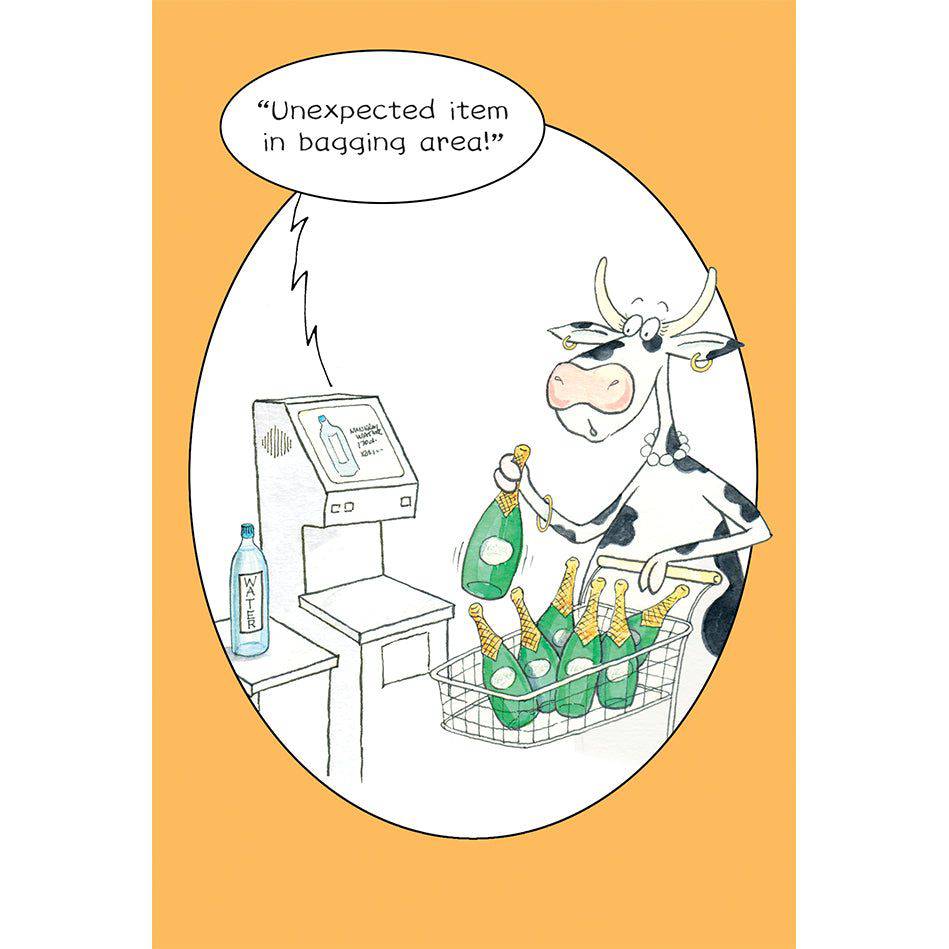 Funny birthday card featuring a wine cow illustration from Pictura's everyday card collection.