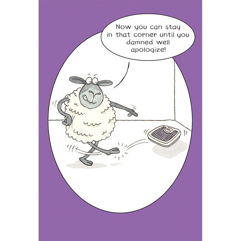 Funny birthday card featuring a sheep scale illustration from Pictura's everyday card collection, perfect for celebrating birthdays.