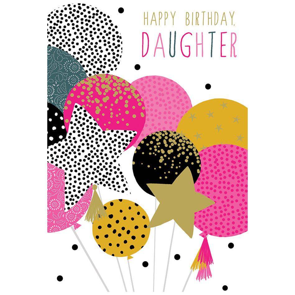 Pictura birthday card featuring colorful balloons and "Happy Birthday Daughter" message, ideal for special occasions.