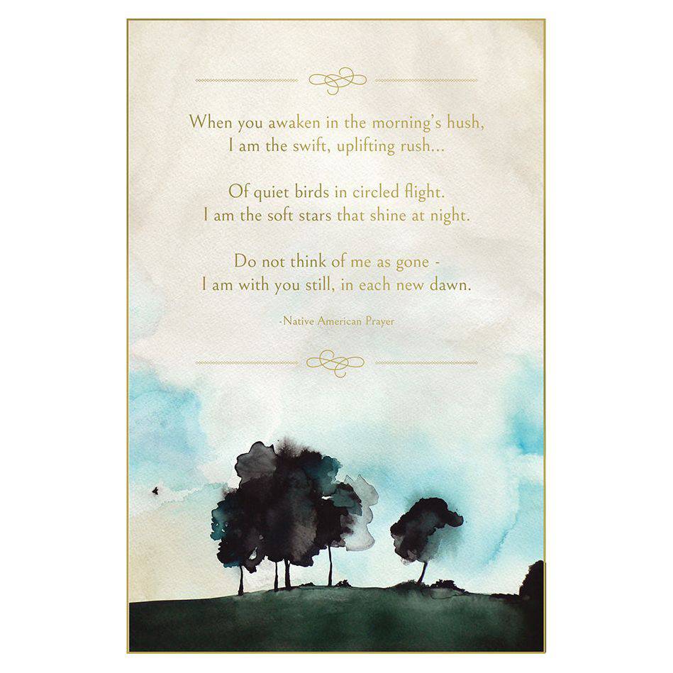 Dark Trees sympathy card from Pictura featuring a serene forest scene with tall trees, suitable for expressing condolences.