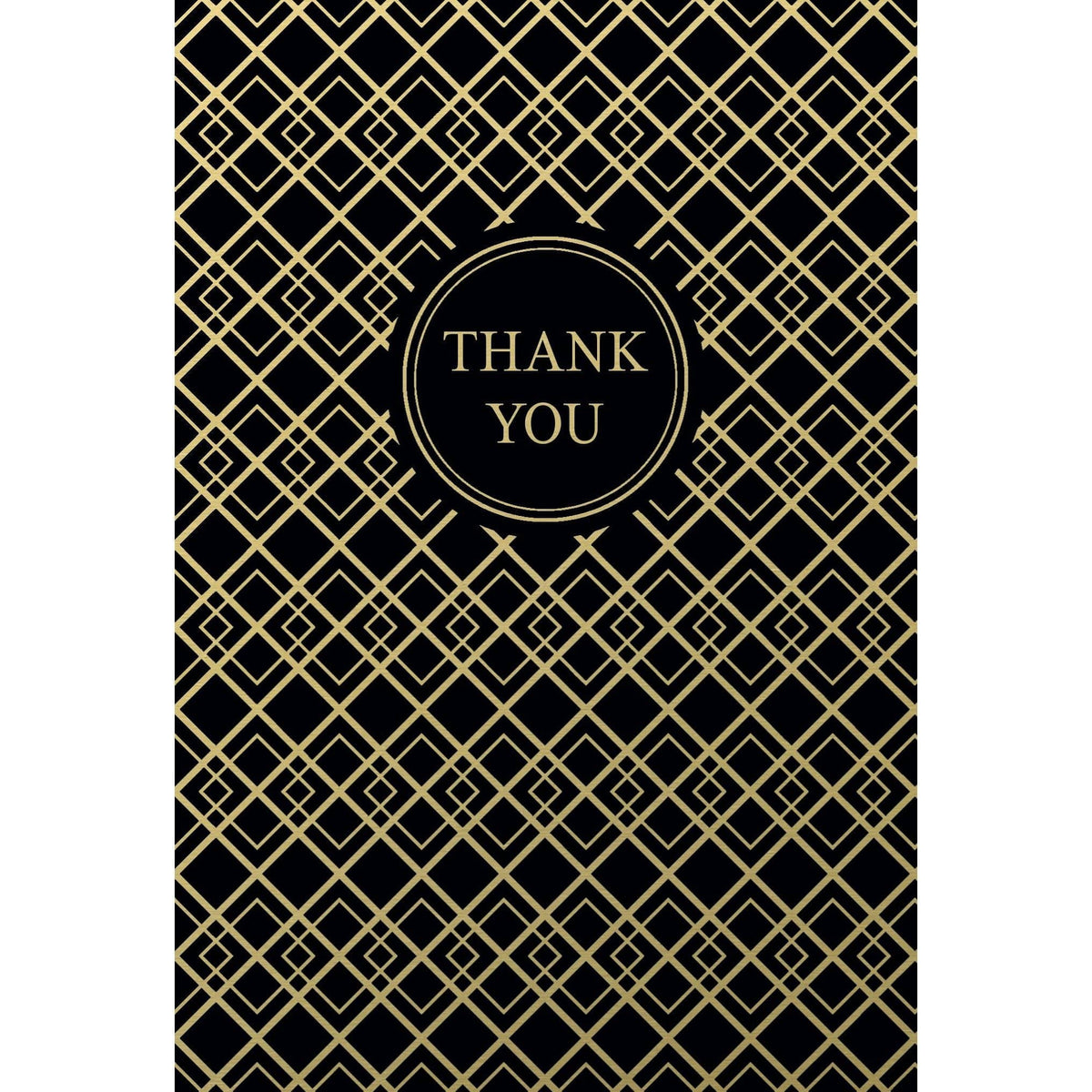 Black and gold thank you card from Pictura's everyday card collection, featuring elegant design and "Thank You" message.