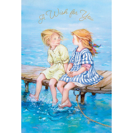Sitting on the dock birthday card by Pictura featuring a serene lakeside scene with a dock and water, perfect for celebrating birthdays.