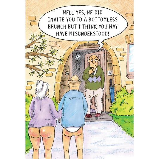 Funny birthday card from Pictura featuring a humorous bottomless brunch theme, perfect for everyday celebration greetings.