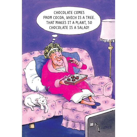 Funny birthday card featuring a chocolate salad design from Pictura's everyday card collection.
