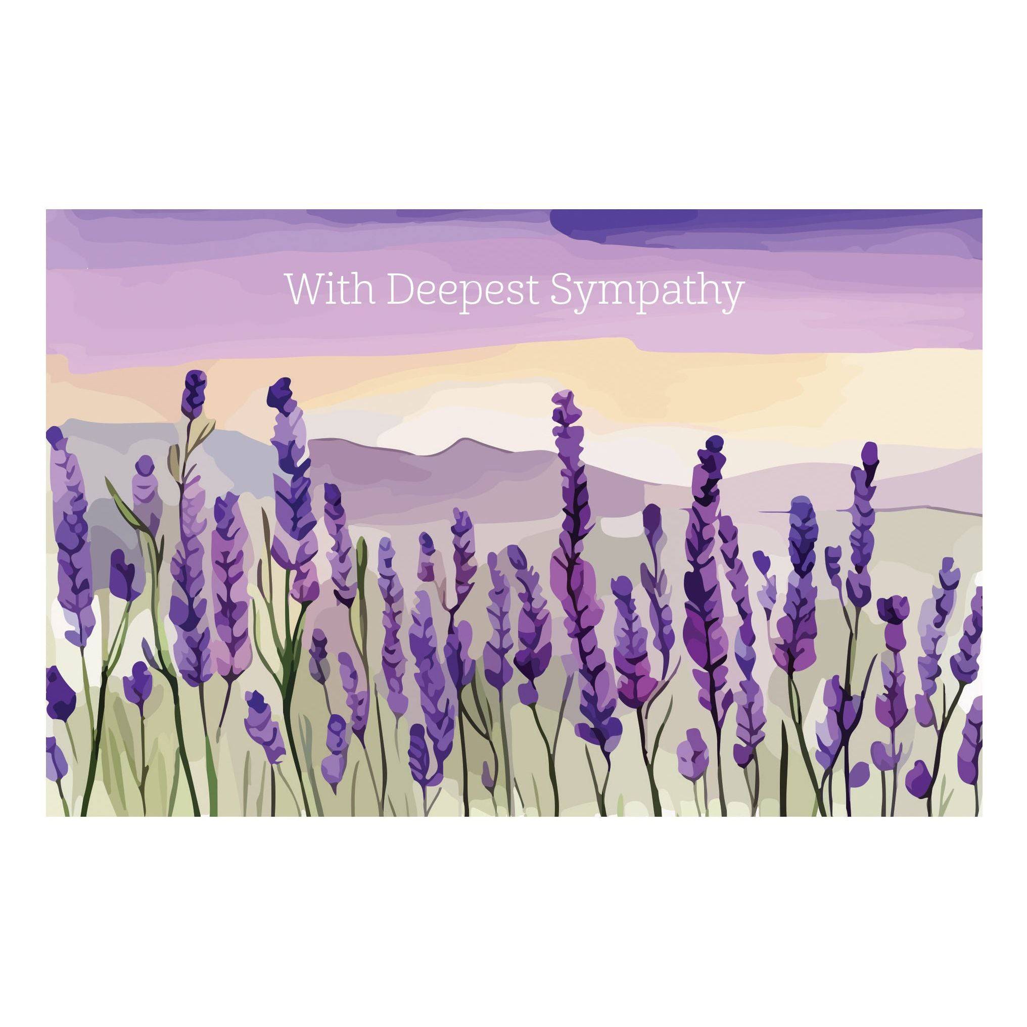 Lavender sympathy card from Pictura's everyday cards collection featuring a calming floral design and heartfelt message.
