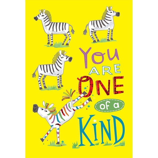 Pictura One of a Kind Zebra birthday card featuring a unique zebra illustration, perfect for celebrating special occasions.
