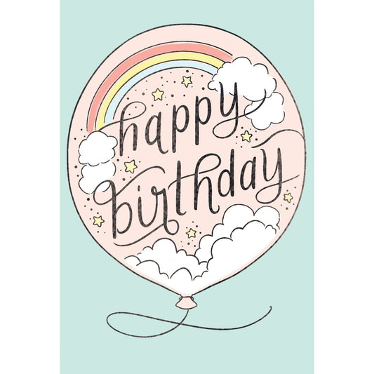 Colorful rainbow balloon birthday card from Pictura, featuring vibrant balloon illustrations on a cheerful greeting card.