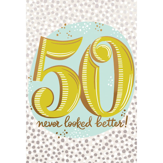Pictura 50 Never Looked Better birthday card featuring colorful, celebratory design on the front for everyday greeting cards.
