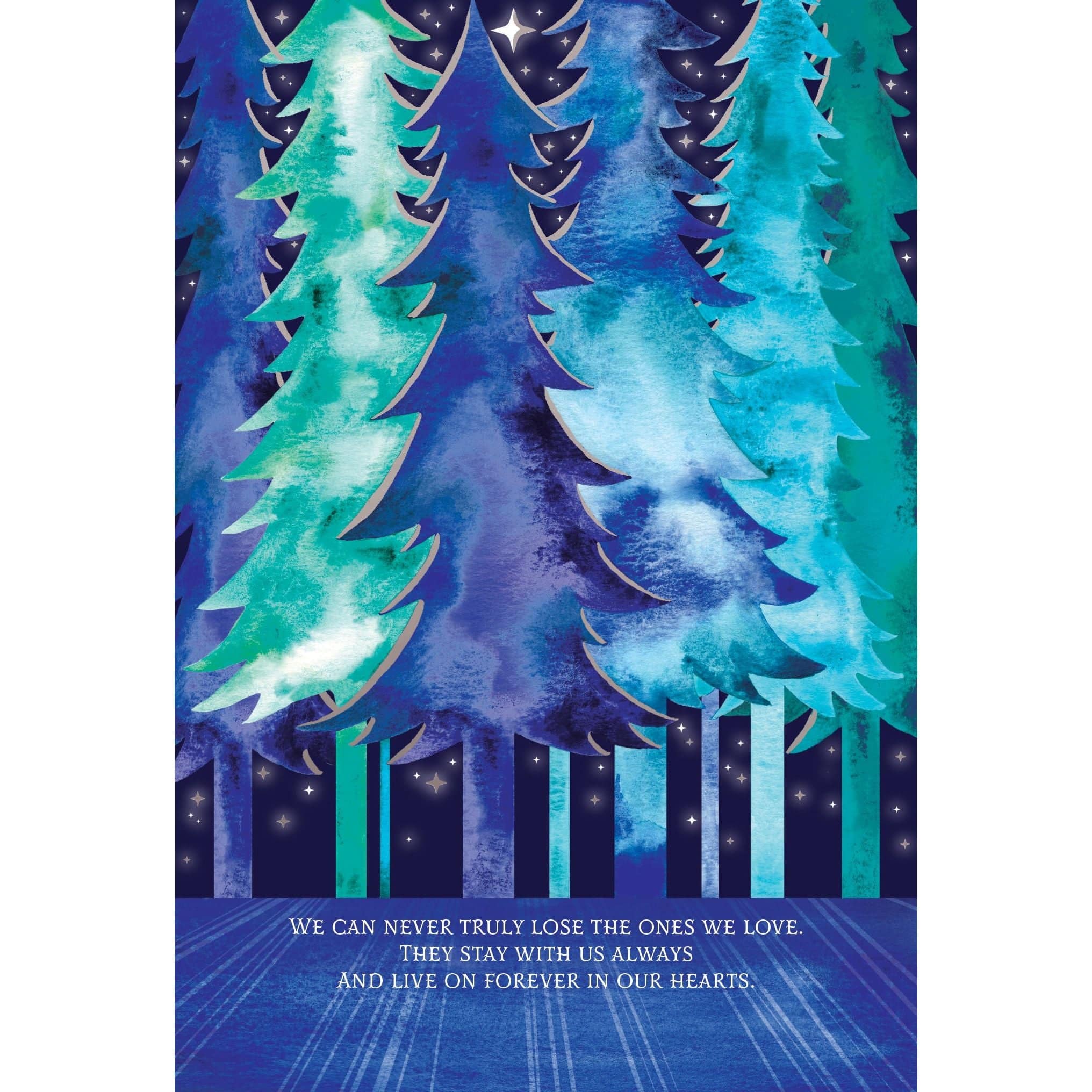Pictura Night Forest Sympathy Card featuring a serene forest scene, suitable for expressing condolences with elegant design.
