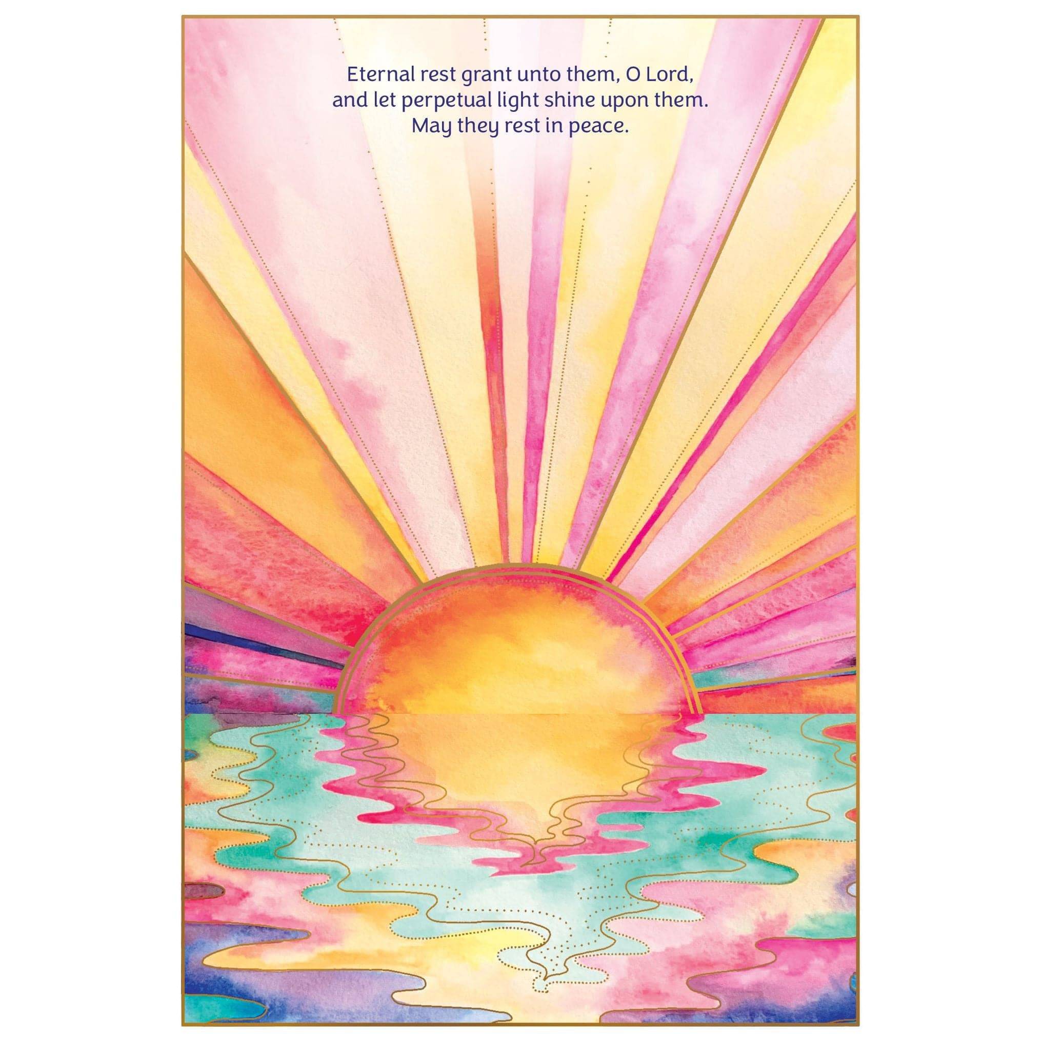 Colorful sunset sympathy card from Pictura featuring inspirational message, suitable for expressing condolences and support.