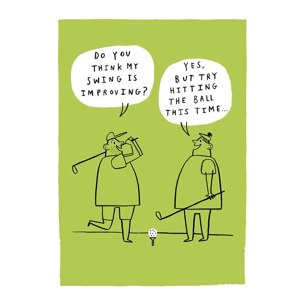 Funny birthday card featuring a playful swing design by Pictura, perfect for celebrating with humor and style.