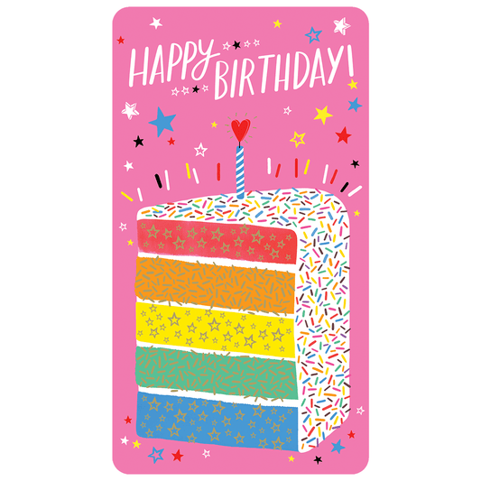 Pictura Rainbow Birthday Cake Birthday Money Card featuring colorful cake design, ideal for celebrating birthdays and giving money gifts.