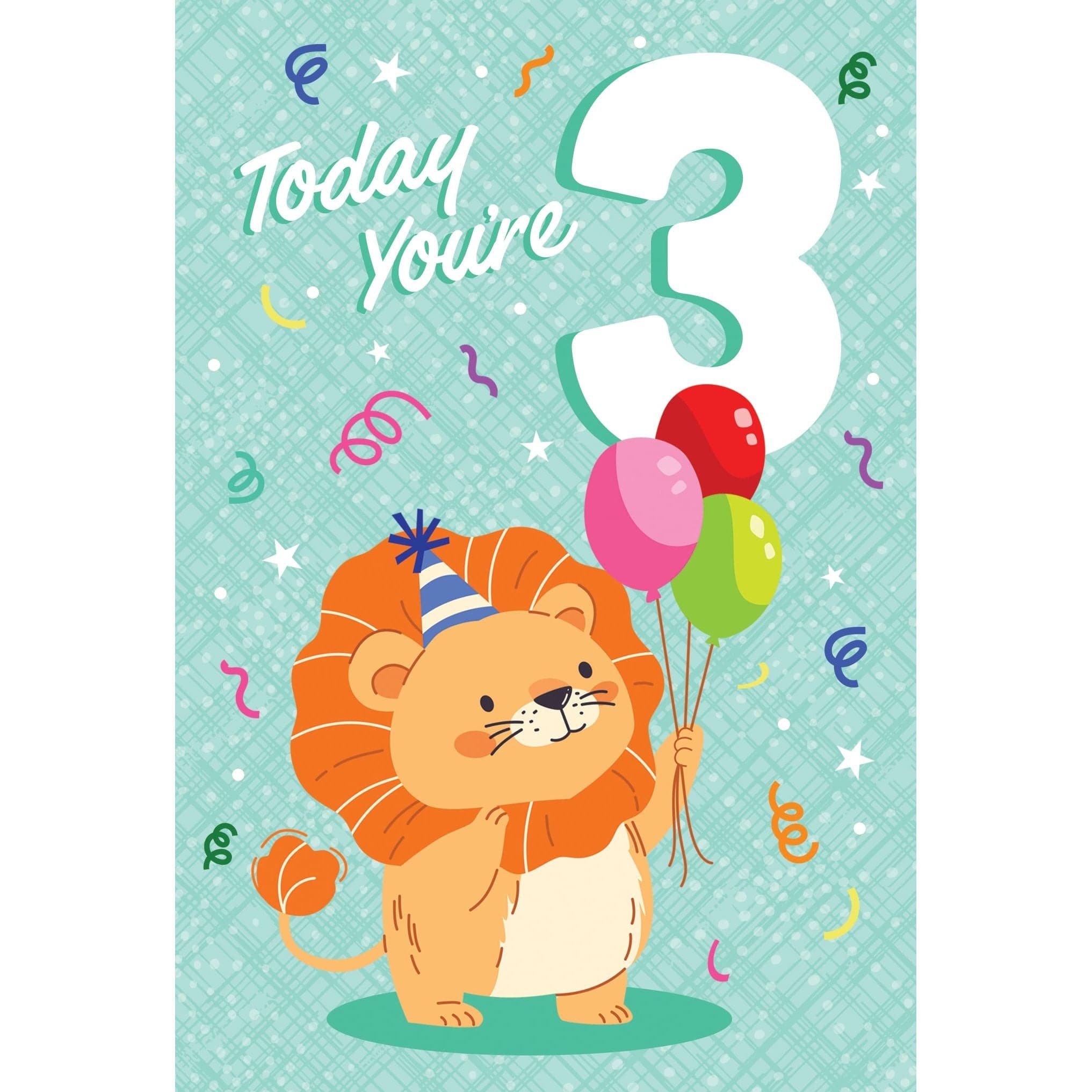 Pictura 3rd Lion birthday card from the Everyday Cards collection, featuring a colorful lion design for a child's birthday celebration.