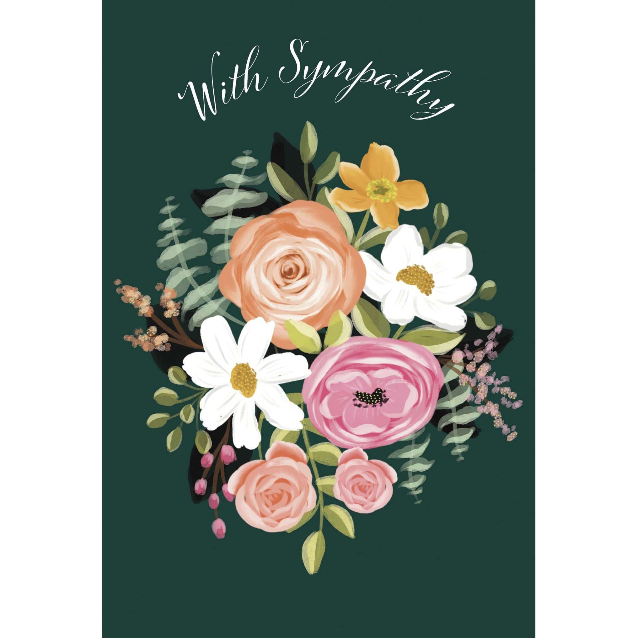 Pictura floral bunch sympathy card featuring colorful flowers, suitable for expressing condolences and sympathy.