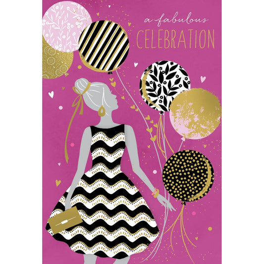 Balloon Girl birthday card featuring colorful illustrations, part of Pictura's Sara Miller Everyday Cards collection.