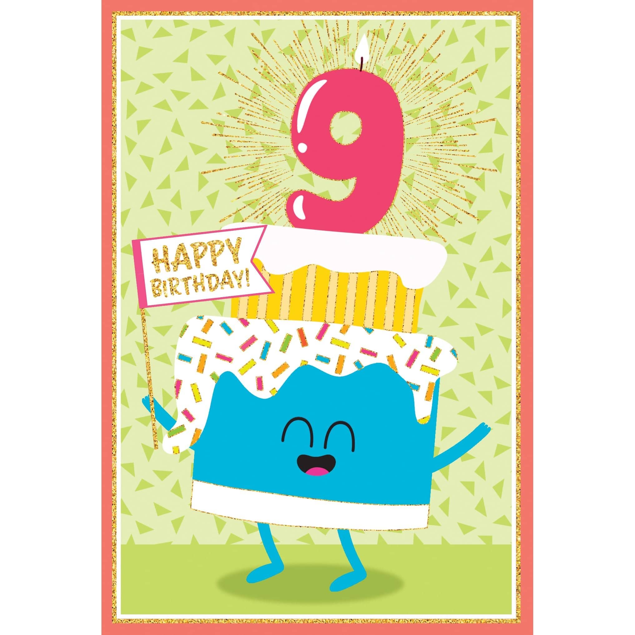 Pictura 9th birthday cake card from the Everyday Cards collection, featuring a colorful birthday cake illustration.
