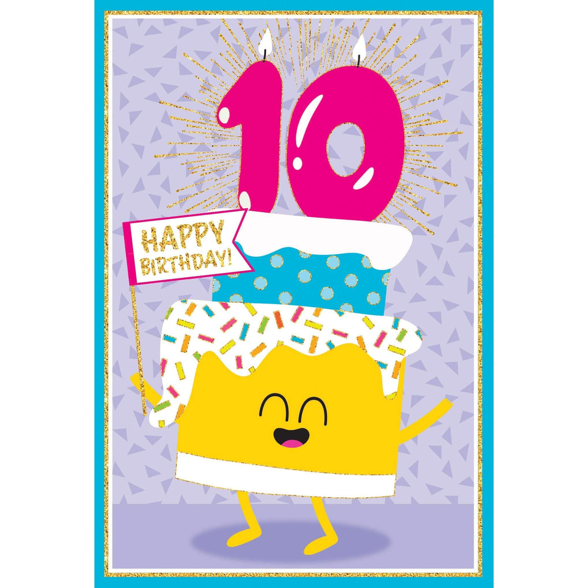 Pictura 10th birthday cake greeting card from the Everyday Cards collection, featuring colorful cake illustration and festive design.