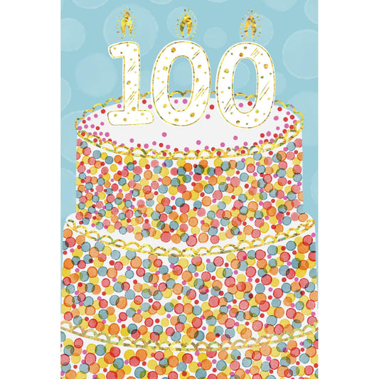 Pictura 100th Sprinkle Cake birthday card featuring colorful sprinkles and cake illustration on an everyday greeting card.