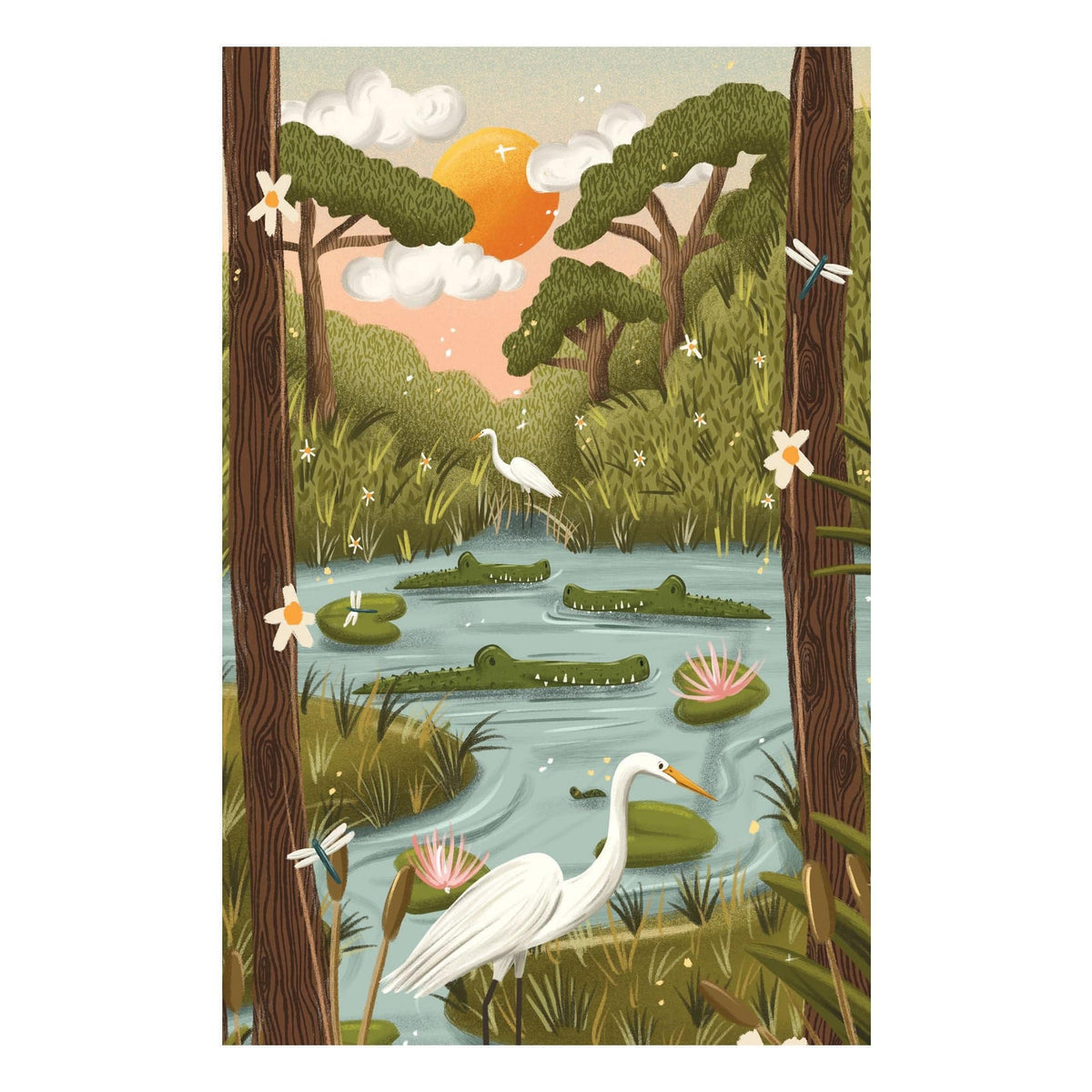 Pictura Gator Swamp blank note card from the Everyday Cards collection featuring a detailed illustration of a swamp scene.