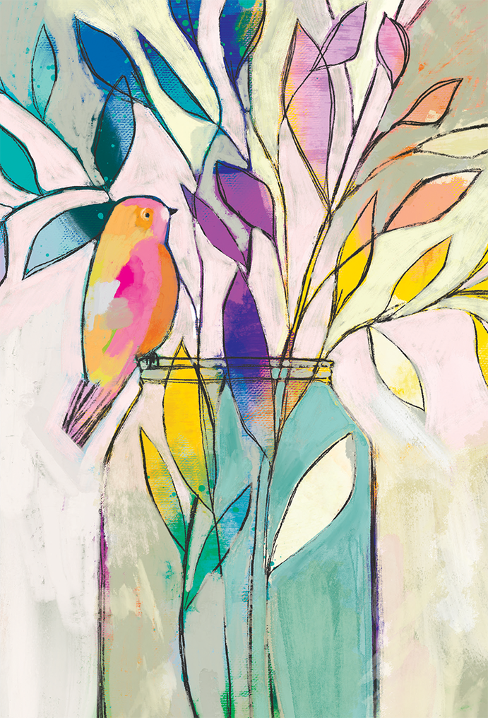 Stained Glass Bird Thinking Of You Card