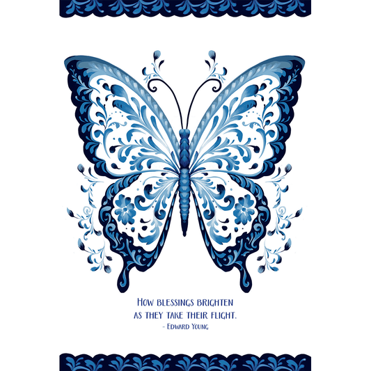 Delft Butterfly birthday card from Cardmore featuring a colorful butterfly design, perfect for everyday greetings.