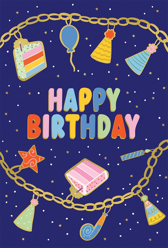 Festive Charms Birthday Card