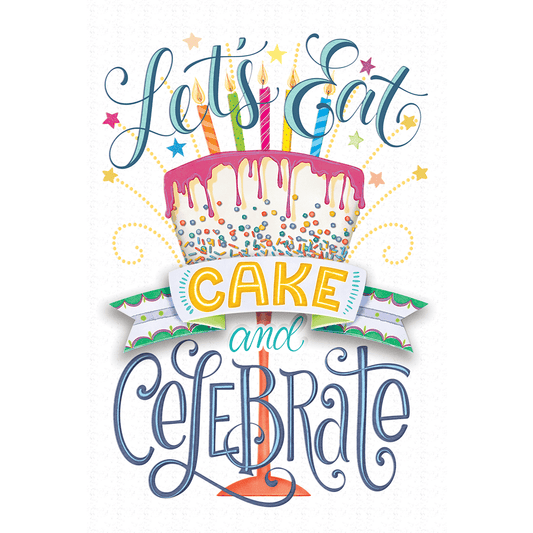 Colorful Eat Cake & Celebrate birthday card from Cardmore, featuring cheerful cake and celebration graphics for special occasions.