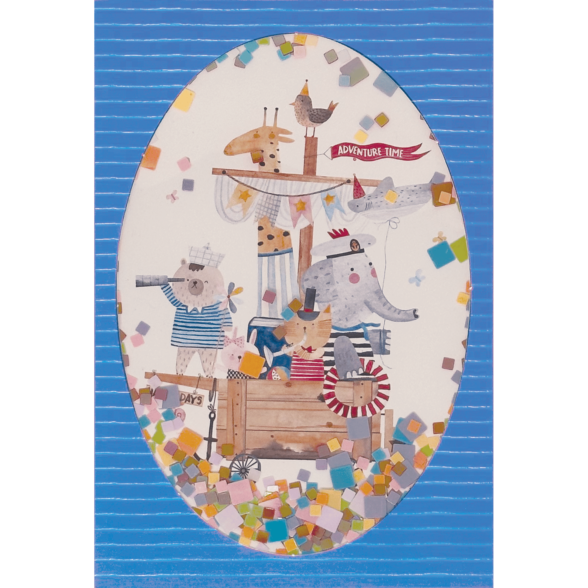 Colorful Animal Adventure birthday card with confetti design, from Cardmore's everyday card collection, featuring playful animal illustrations.