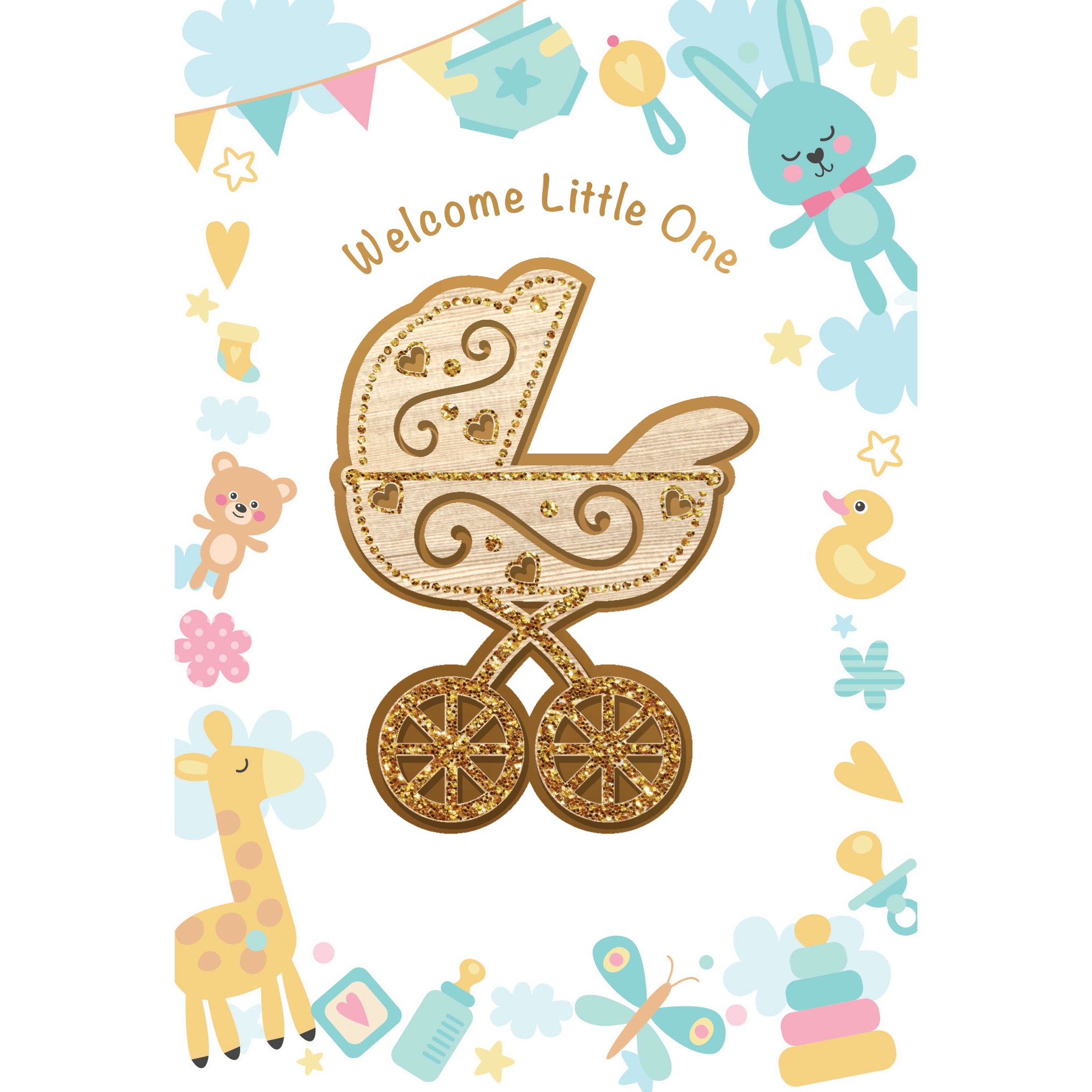 Wood Element Baby Card from Cardmore, an everyday card with natural wood-inspired design and baby-themed illustrations.