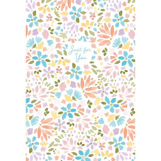 Floral "Just for You" blank note card by Cardmore, featuring colorful flower design, ideal for everyday greeting or note cards.