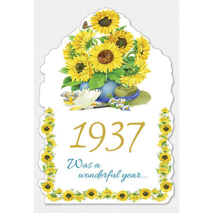 Pictura Year of Birth 1937 card featuring a vintage design with the year 1937 displayed prominently.