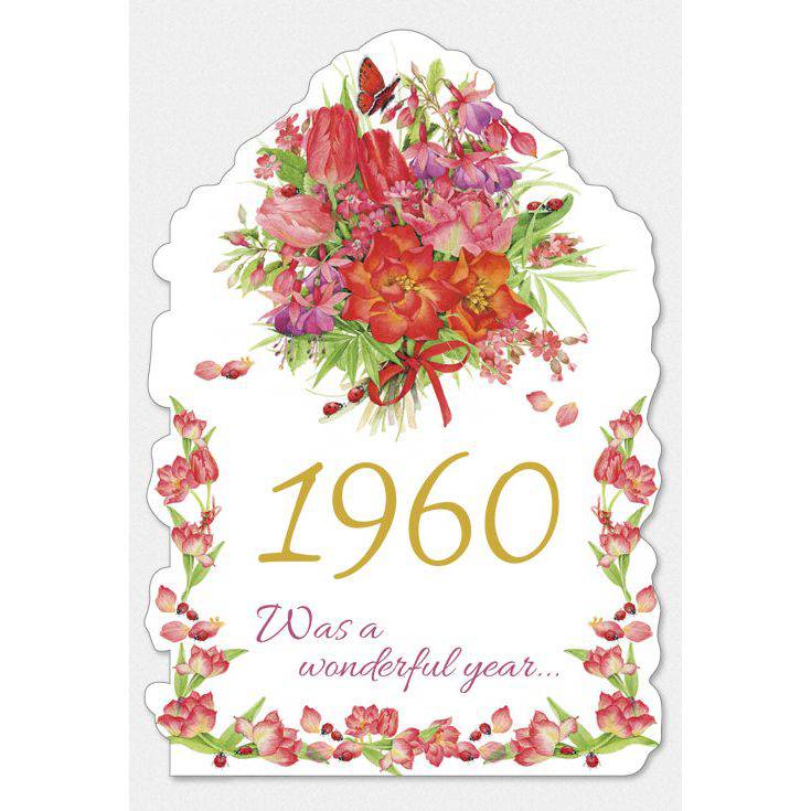 Pictura Year of Birth 1960 card featuring a decorative design with the year 1960 for birthday celebrations.