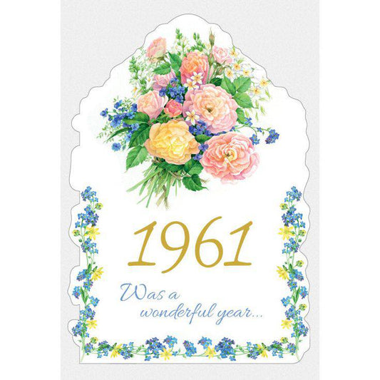 Pictura Year of Birth 1961 card featuring a decorative design celebrating the birth year of 1961.