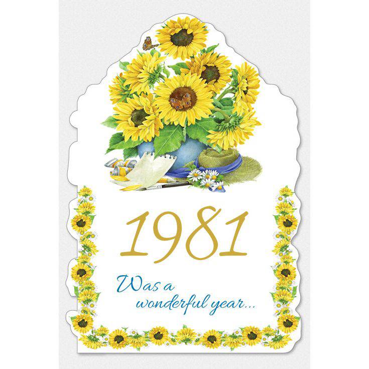 Pictura Year of Birth 1981 card featuring stylish design and clear "1981" text, ideal for celebrating birthdays or milestones.